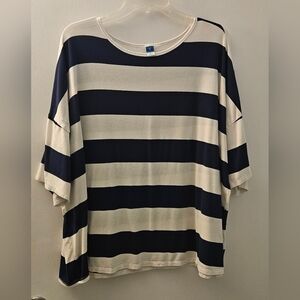Old Navy Navy and White Strped Oversized Top